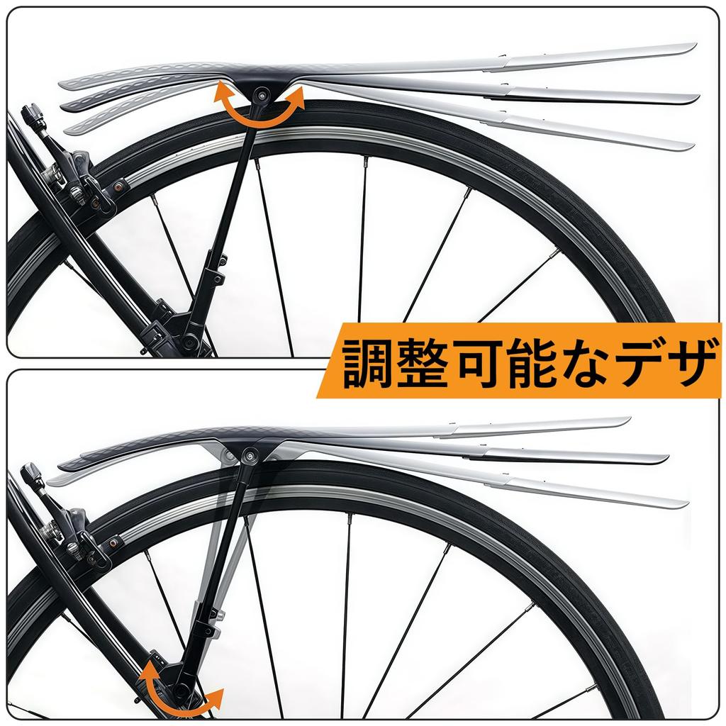 Kasanidika Bicycle Mudguards, Front and Rear Set, Lightweight PP, Compatible with Road, Mountain, and Cross Bikes, Adjustable Angle, Easy Installation