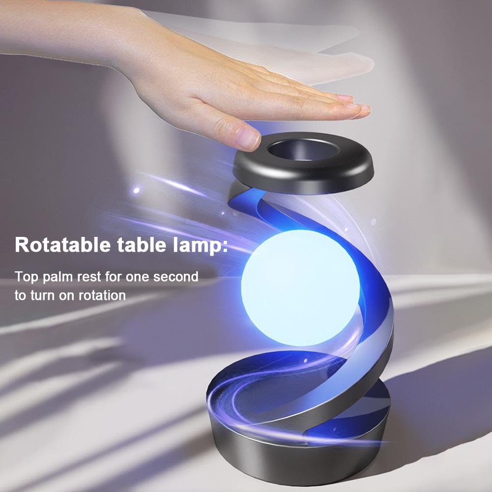 Aluminum Alloy Decompression Hypnosis Rotary Gyro Fingertip Kinetic Levitating Spinner RGB Ball Lamp with Wireless Phone Charger