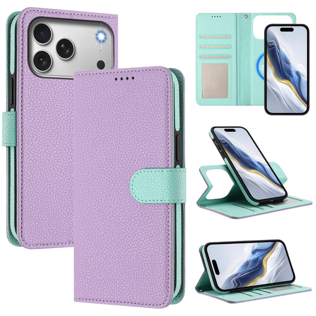 For iPhone 17 Pro Leather Case Detachable Wallet Magnetic Phone Cover with Hand Strap