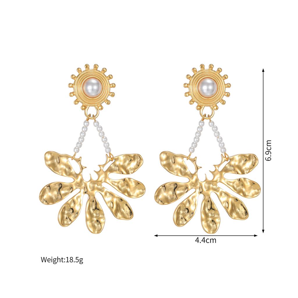 Atoztide Exquisite Vintage Beads Flower Earring For Women Stainess Steel Gold Color Multiple Styles Textured Earring Jewlry Gift