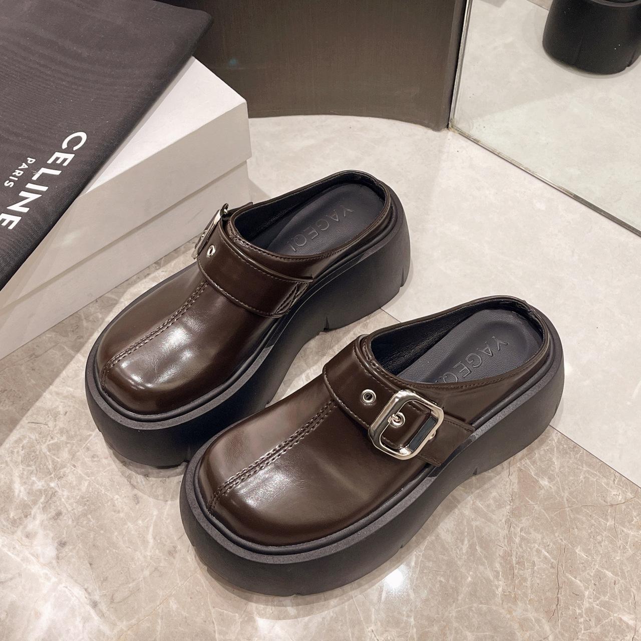 

Fashion Platform Mules Slipper Shoes Women Slingback Slippers Shoes 2025 New Spring Summer Casual Flat Bottom Walking Flip Flops Female 39