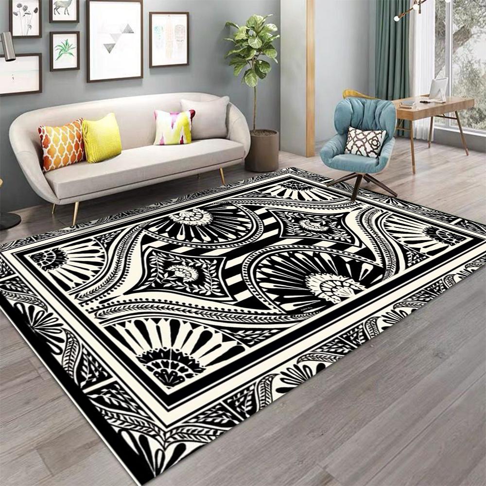 

Vintage Botanical Carpet Rug Home Decoration Retro Floral Plants Floor Mat Living Room Hallway Bedroom Black Grey Green 40x60cm