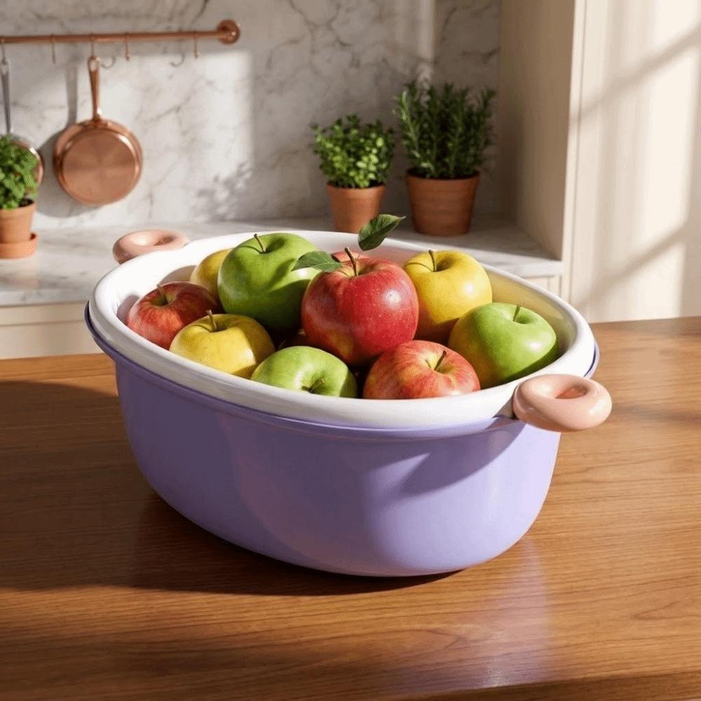 Double-Layer Vegetable Washing Basin Large Capacity Plastic Vegetable Rinsing Basket Thickened Dustproof Drainer Basket Kitchen
