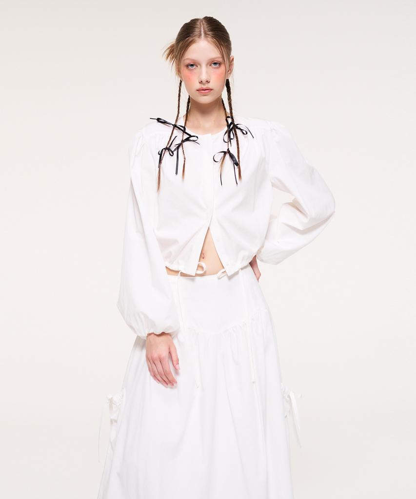 Etmont Shirring Pocket Long Skirt, Ivory