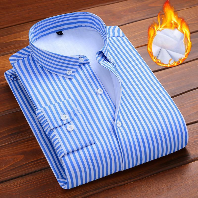 

Зимняя мужская рубашка из флиса, утолщенная клетчатая рубашка, мужская модная повседневная флисовая рубашка с воротником на пуговицах 4XL