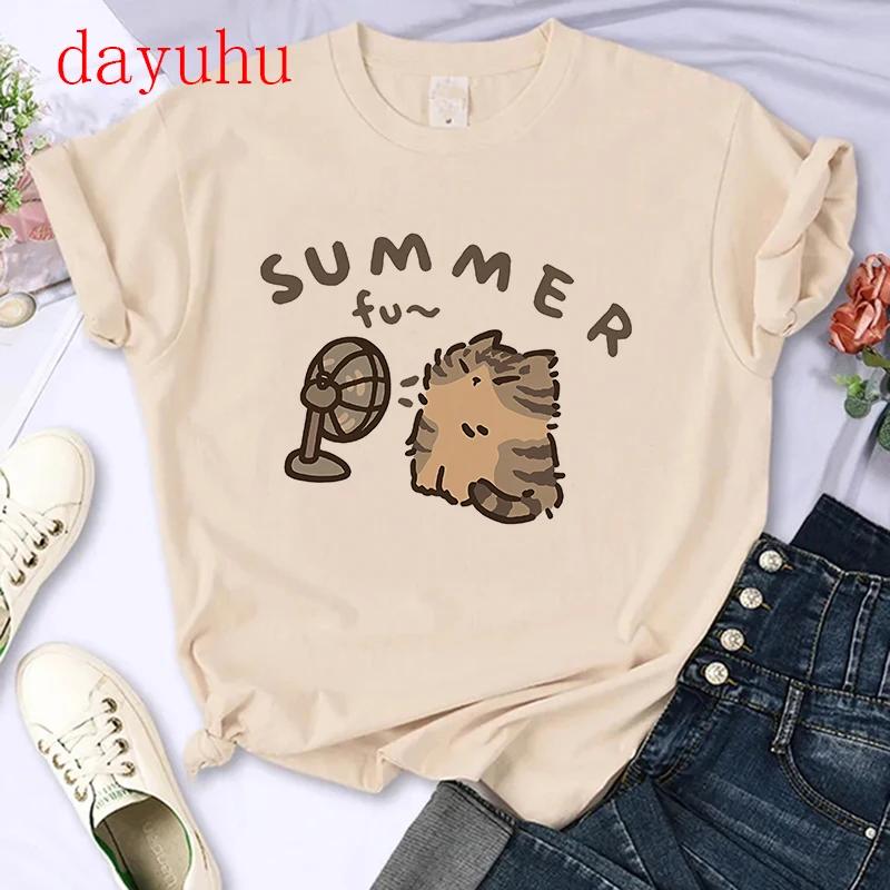 T-shirt Gatto Stile Chinoiserie Divertente Estiva Tendenza Retrò Cartone Animato Gattino Top Maglietta T-shirt Donna Design Amanti Casual Manica Corta