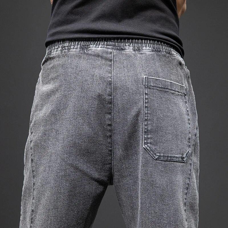 Blugi pentru bărbați Pantaloni subțiri Pantaloni de jogging casual Pantaloni de denim arlechin cu șnur Pantaloni cargo pentru bărbați