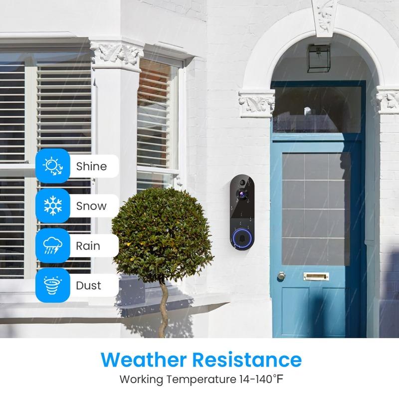 1080P Wireless Doorbell Camera High Definition Night Vision PIR Motion Detection Two-Way Audio Video Door Bells Home Office