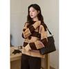 Mishow Women's Striped Gradient Faux Mink Velvet Sweater