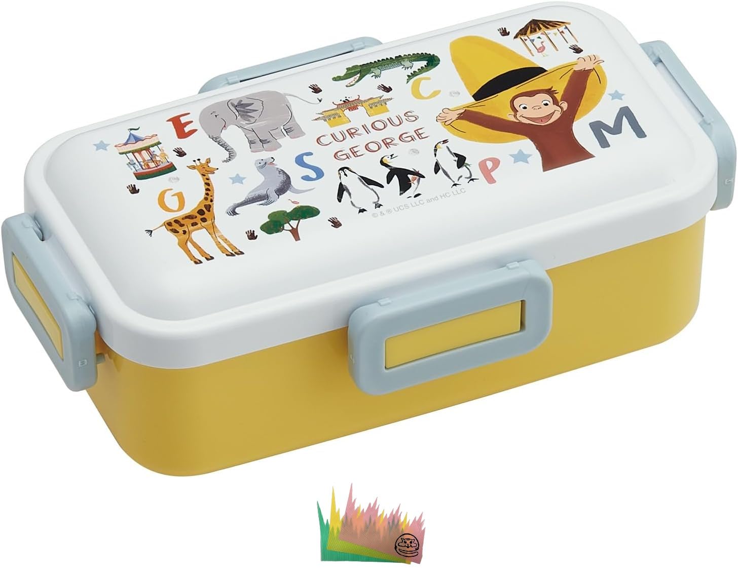 

Curious George Bento Single Dishwasher and Microwave Made in Set Box, Tier, Safe, Japan, 530ml, Antibacterial, (Bento Box, Balance) жёлтый