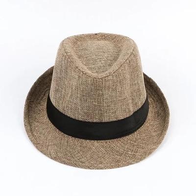Herrenmode Zylinder Baumwolle Leinen Uni Jazzhut Herren Englischer Gentleman Hut Vielseitiger Freizeit-Sonnenschutz Vier Jahreszeiten Hüte Geschenke