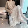 Sweet Mesh Skirts Women Korean Fahion Lace Cake Long Skirts Y2K Faldas Spring Female Elegant Chic Ruffle Maxi Skirt