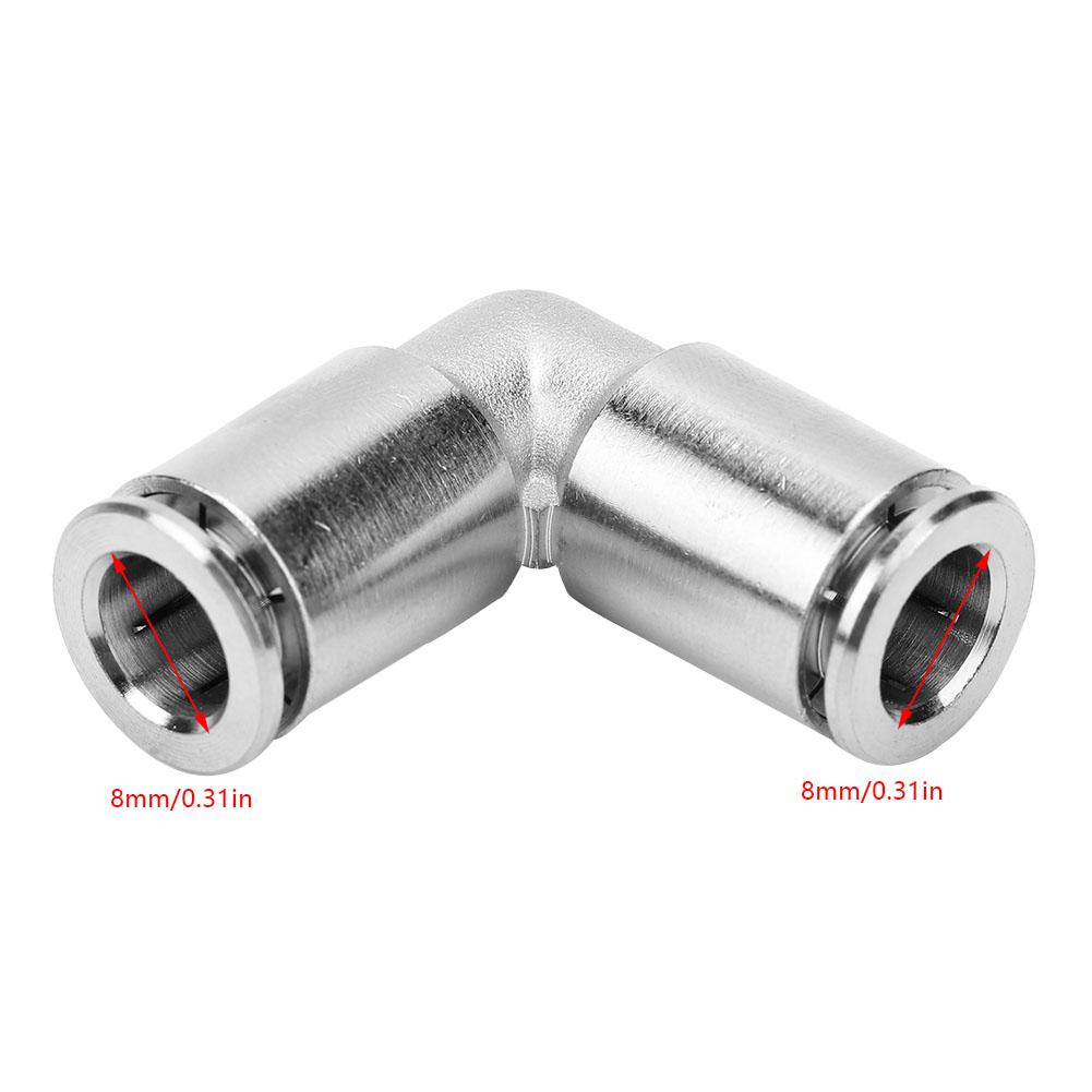 2Pcs All copper Nickel plated Elbow 90 Degree Air Hose Pneumatic Quick Connector Fittings(8mm)