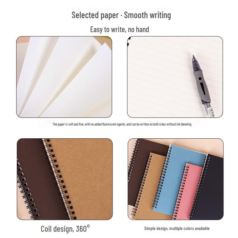 Custom Kraft Paper Spiral Notebook - Retro Simple Student Diary & Office Planner with Personalized Printing Logo