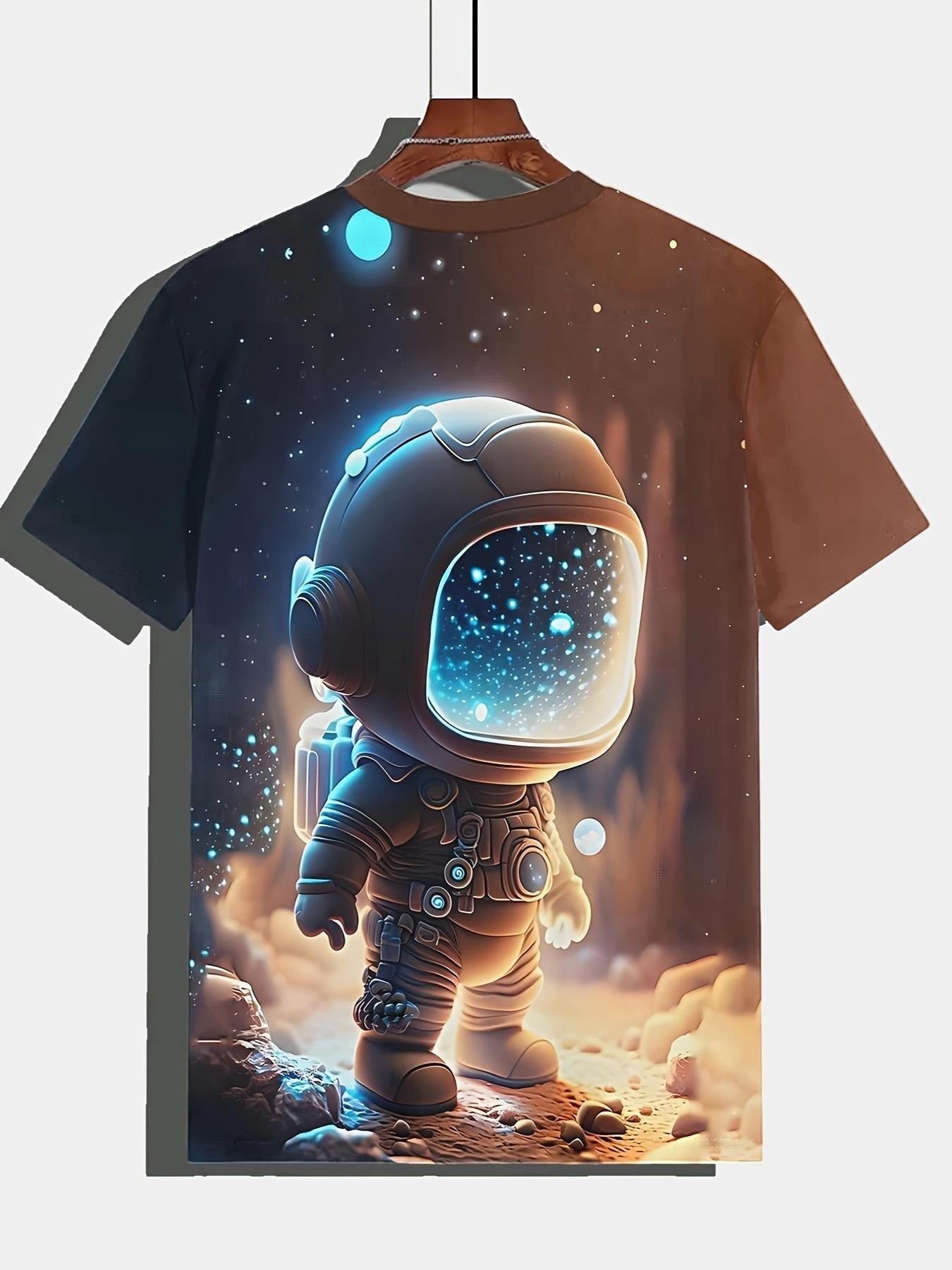 2024 летняя новая детская футболка с милым астронавтом и 3D принтом