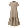 Spring/Summer 2025 Fresh Sweet V-Neck Loose Short Sleeve Fishtail A-Line Dress