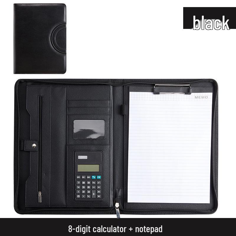 A4 Business Folder with Calculator and Zipper - Sales Manager's Document File Folder