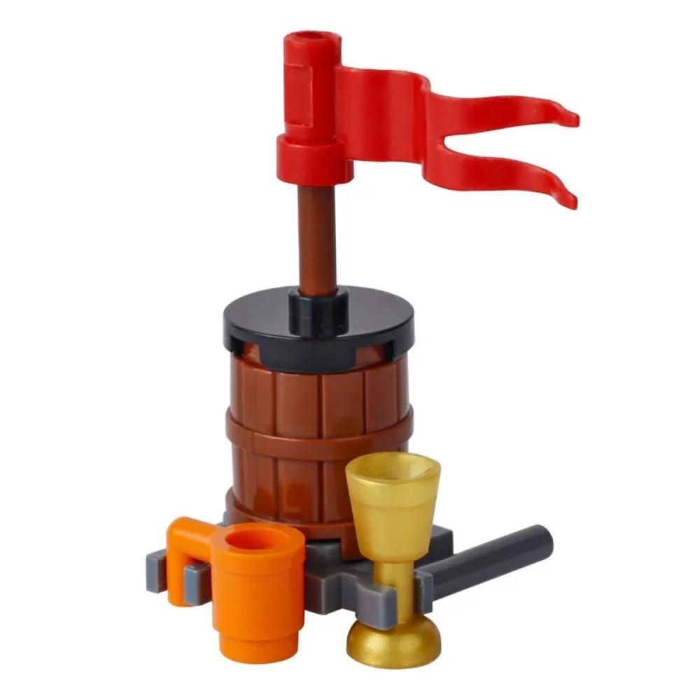 MOC Notice Board Building Blocks Bee Farm Fountain Bonfire Stove Medieval Town Street View Water Wall Bridge Road Sign Brick Toy