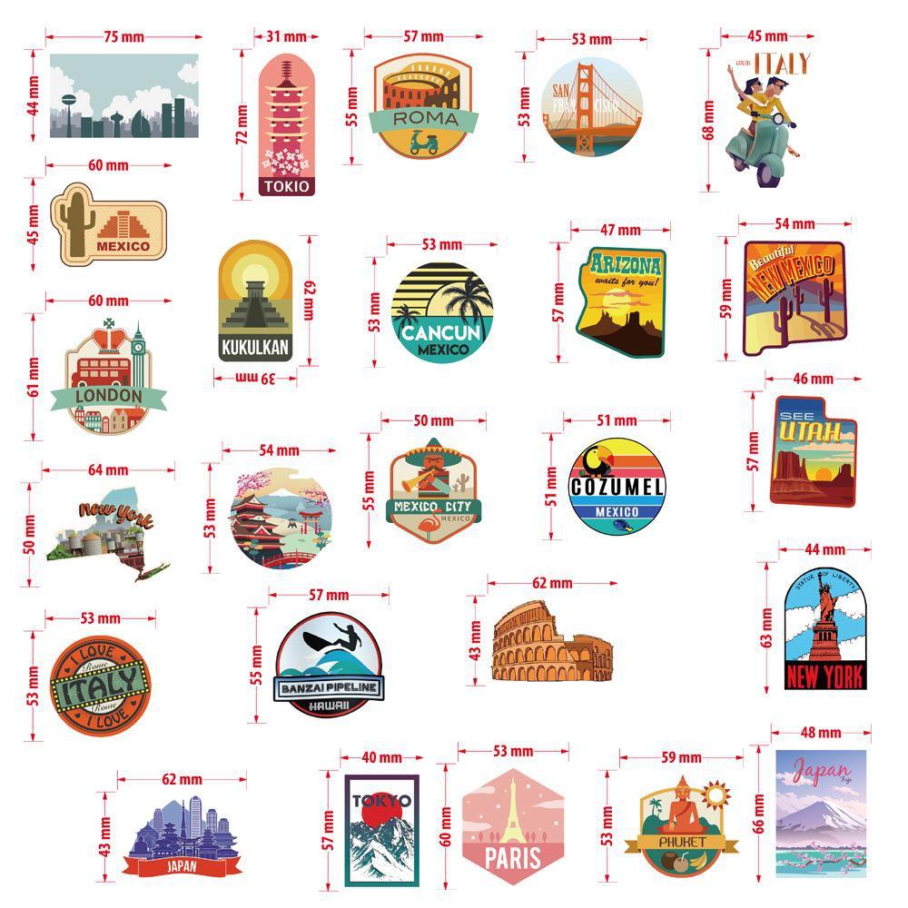 10/50PCS Urban Landscape Sticker Travel Graffiti Stickers Laptop Computer Bicycle Skateboard Suitcase Water Bottle Mobile Phone Kids Adult Sticker