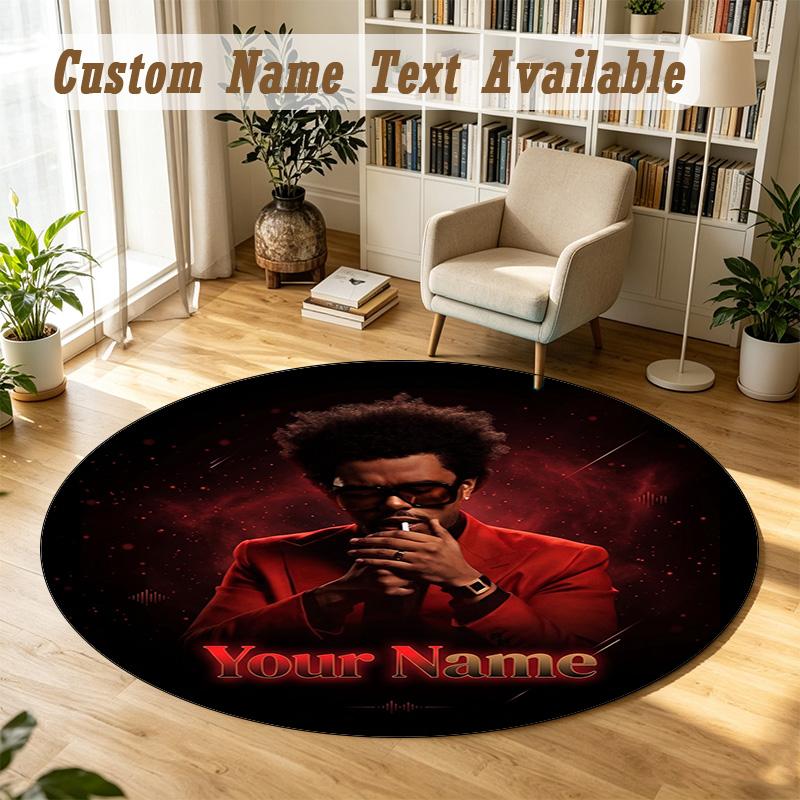 Round Rug Custom NameThe Weeknd Pattern Non Slip Carpet Home Floor Decor