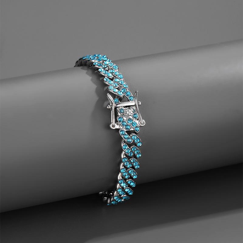 Men s 9mm Aquamarine Cuban Chain Hip Hop Necklace
