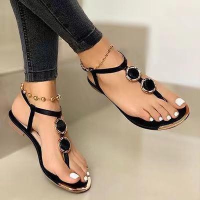 Summer Sandals Women Fashion Casual Beach Outdoor Flip Flop Sandals Metal Decoration Ladies Flat Shoes Big Size 2026