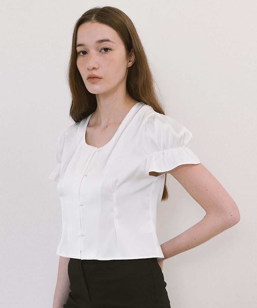 Laminez Satin Crop Blouse - Ivory Ivory/Free