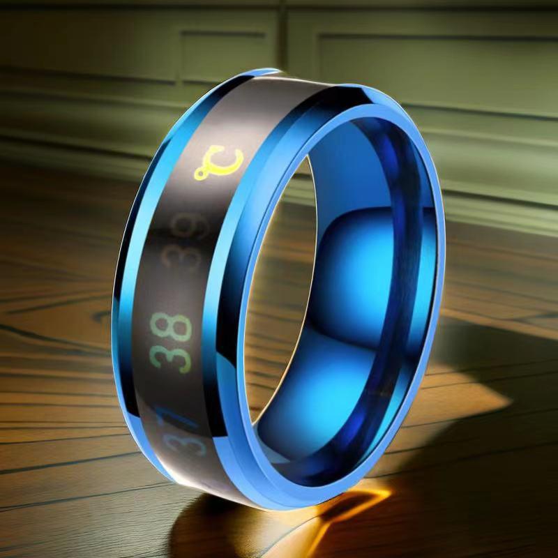 Smart Temperature-Sensitive Titanium Steel Ring for Men - European & American Style, Color-Changing, Non-Fading