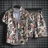 Men's Summer Fashion Holiday Style Hawaiian Coconut Beach Printed Casual Comfort Short Sleeved Shirt Beach Shorts 2-piece Sets