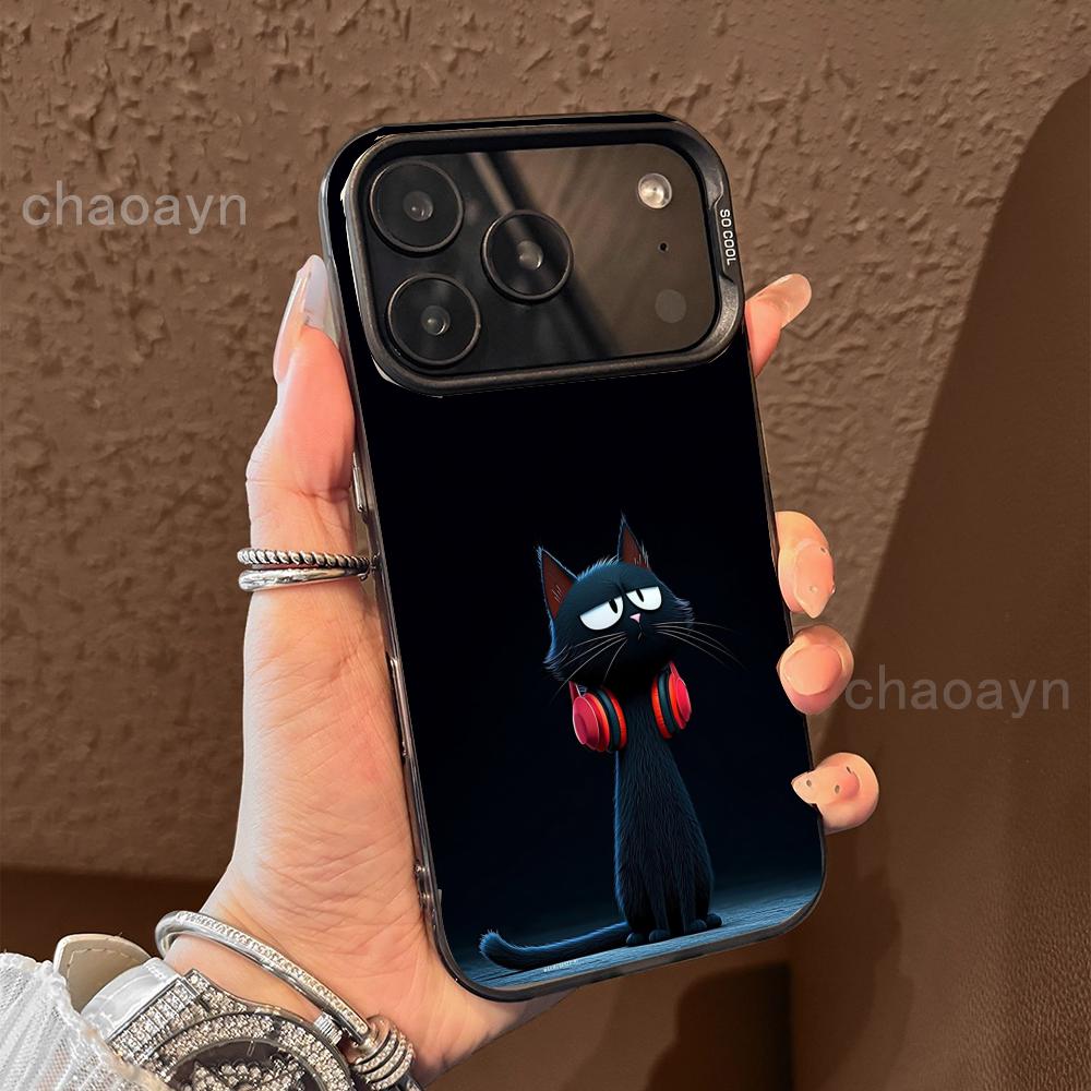 

Чехол для телефона Кот в наушниках для iPhone17 16 15 14 13 12 11 Pro/ Max/Plus ударопрочный задний чехол защита от отпечатков пальцев iPhone 17