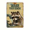 Metallic Wall Poster Raccoon Wash Your Hands Vintage Home Decor