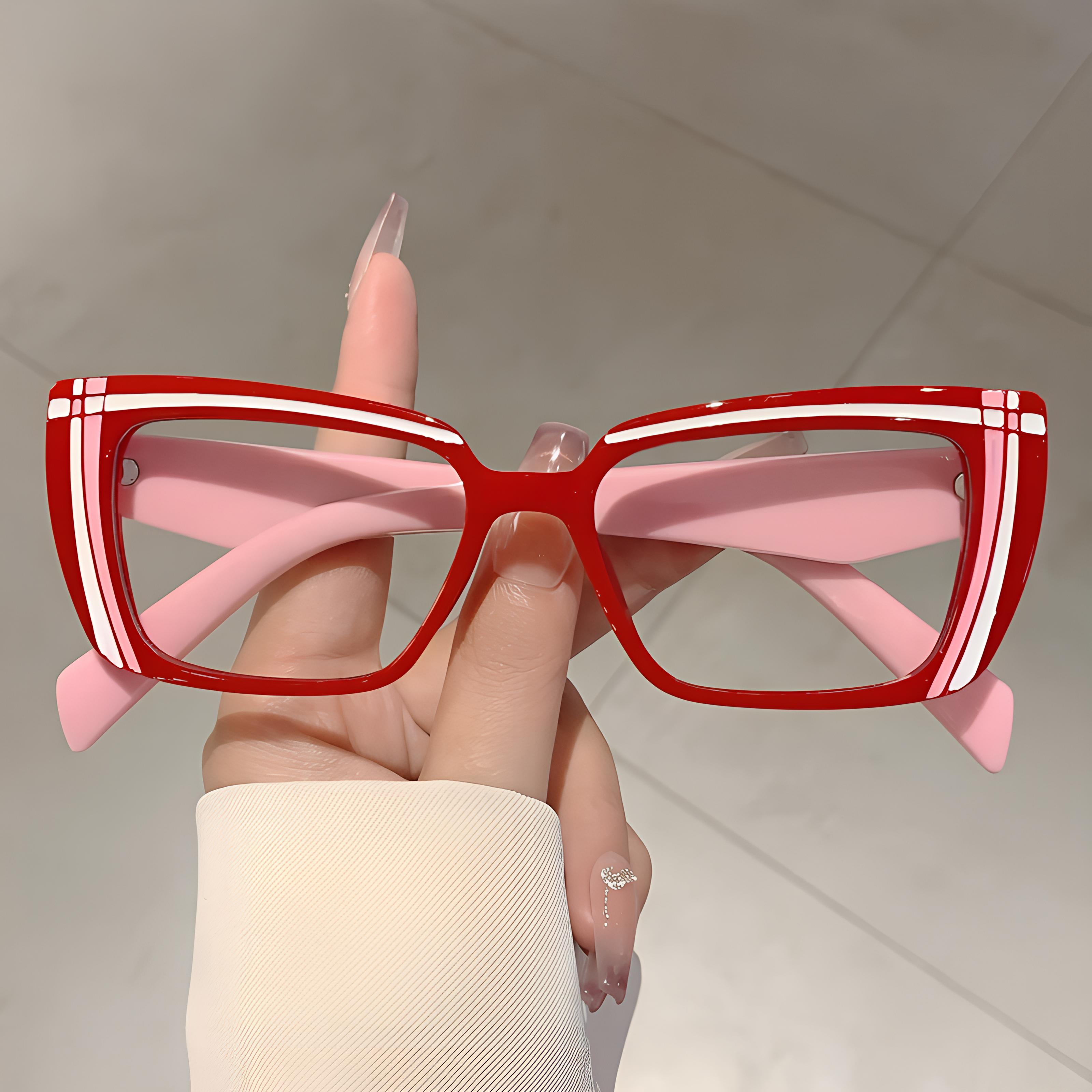 

Винтажные очки «кошачий глаз» для женщин, новые модные многоцветные оправы с плоским зеркалом, модные анти-синий свет, очки красный