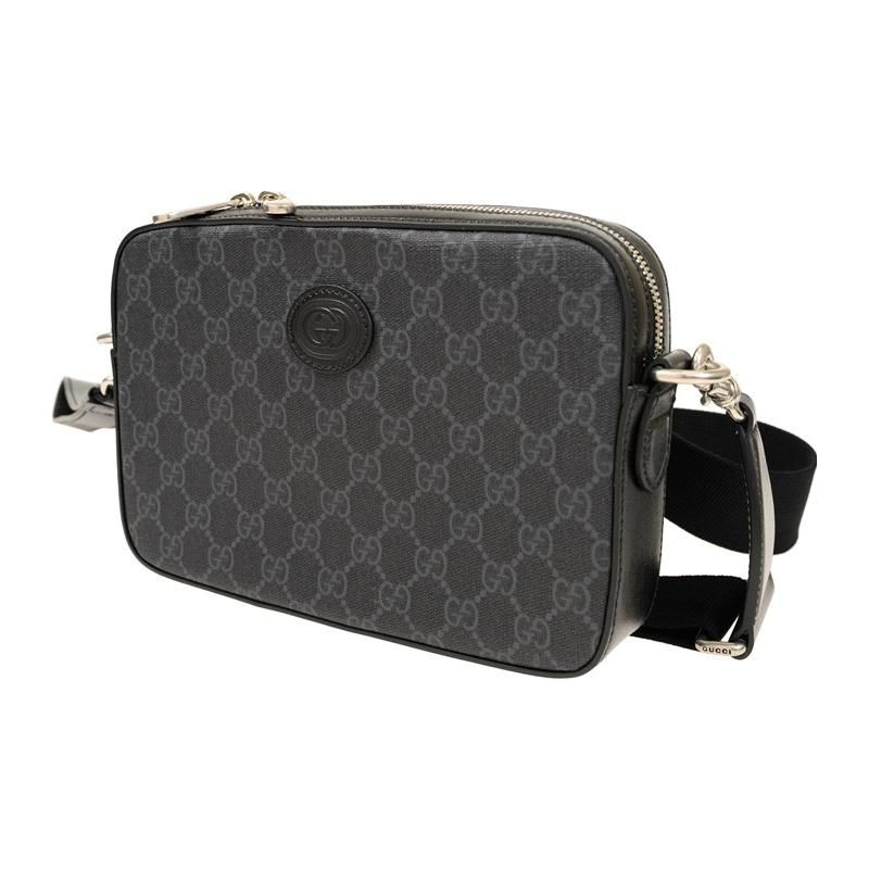 Gucci Geantă Messenger Crossbody din Pânză cu Monogramă GG Neagră Unisex pentru Utilizare Zilnică