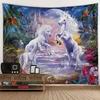 Unicorn Fantasy Tapestry  Enchanted Castle Wall Art Dreamy Magical Tapestries for Home Decor