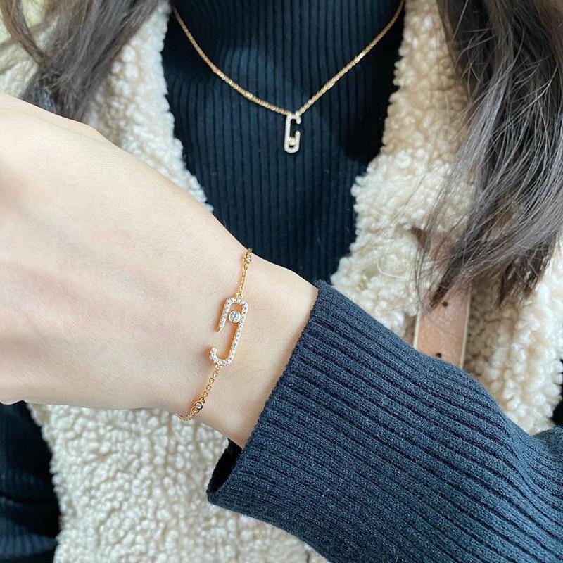 

Корейский геометрический браслет-скрепка с цирконами - Женские элегантные украшения в стиле легкой роскоши