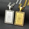 Thailand Schrift Boeddhistische Plaquettes Lotus Hanger Ketting voor Vrouwen Mannen Roestvrij Staal Goudkleurige Medaille Punk Amulet Sieraden