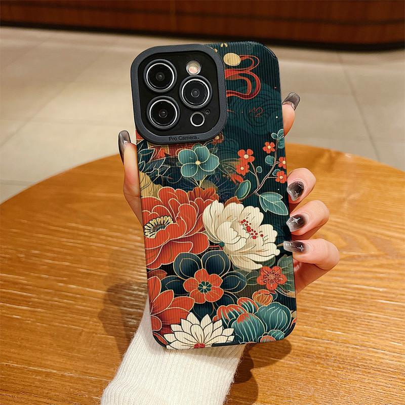 

Вертикально-зернистый кожаный чехол с цветочным принтом, мягкий силиконовый чехол-накладка для телефона с полной защитой объектива камеры для Samsung Samsung A51