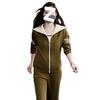 Spring and Autumn Cardigan Zipper Solid Color Middle-aged and Elderly Mother's Clothing Modern Style Age-reducing Loose Slimming Two-piece Set