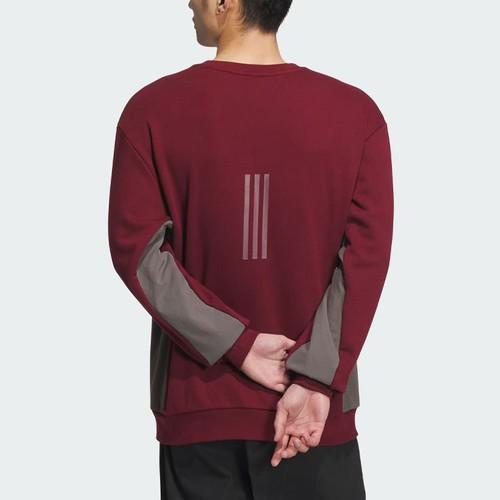 adidas Men's Casual Pullover Long-Sleeve Sweatshirt in Dark Red