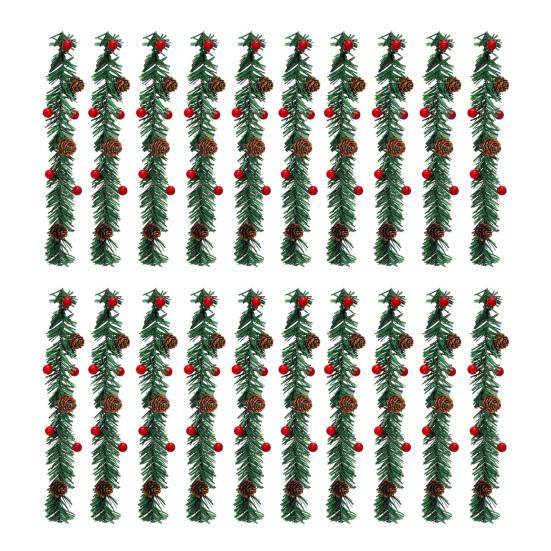 10/20 Pcs Christmas Garland Ties with Red Berries And Pine Cones Xmas Artificial Pine Garland Decorative Greenery Bands for Holiday Decor