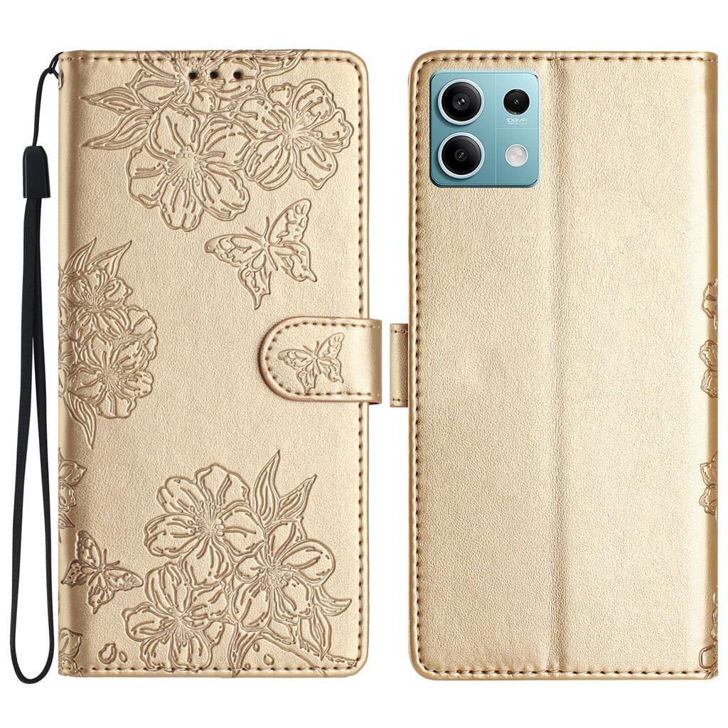 For Xiaomi Redmi Note 13 5G Case Butterfly Flower Drop-Proof PU Leather Wallet Phone Cover