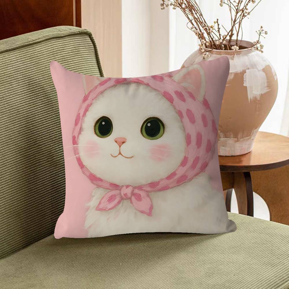 Cute Cartoon Cat Pillow Gift Home Office Decoration Bedroom Sofa Car Cushion Cover Case 45x45
