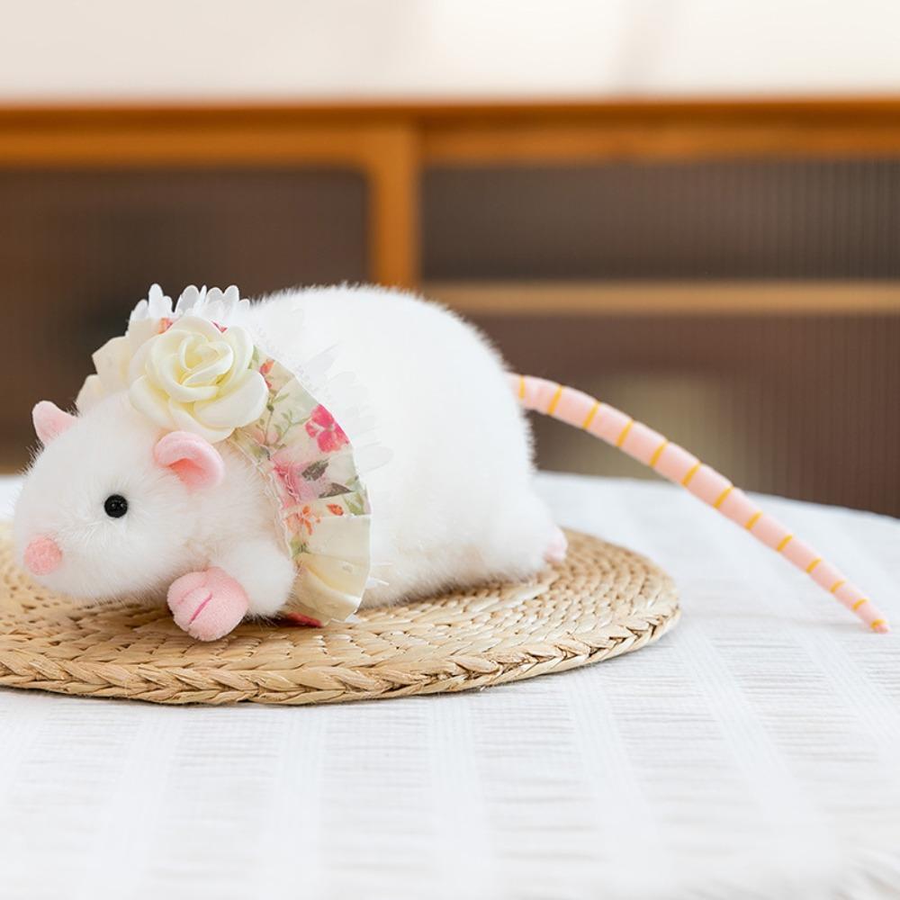 Plush Mouse Doll Floral Dress Mouse Toy Creative Flower Branch Rat Doll  Kids Gift Birthday