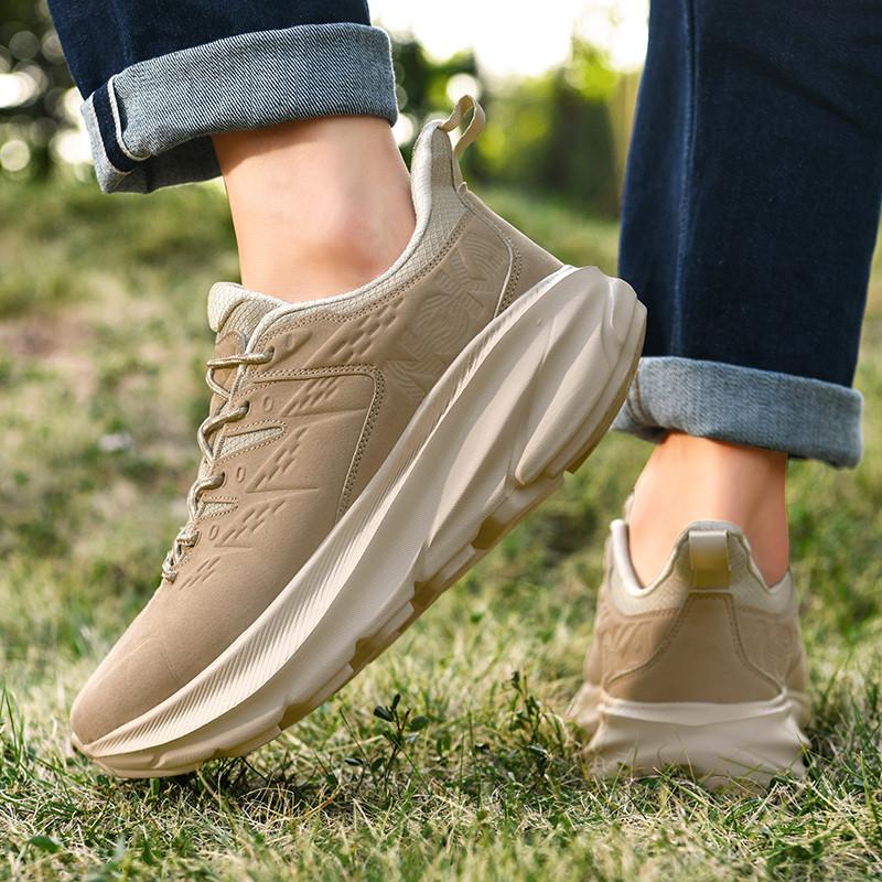Nubuck Leather Anti-Skid Running Shoes for Men, Casual Footwear, Gym Shoes, Sports Footwear, Jogging, Walking, Tennis
