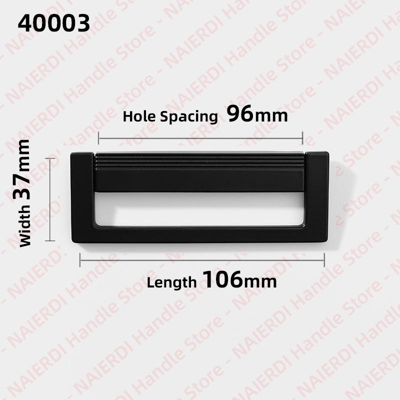 NAIERDI 5 Pieces Concealed Flat Furniture Handle Black Invisible Cabinet Pulls Aluminum Alloy Wardrobe Door Handles