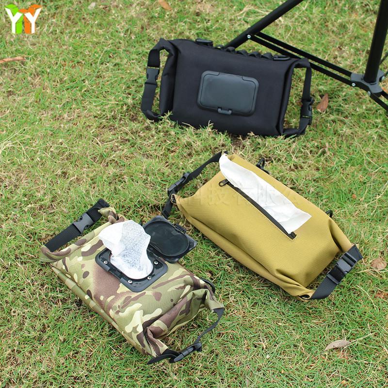 Camouflage Camping Tissue Box: In-Stock Hanging Wet Wipe Storage Bag for Outdoor Use