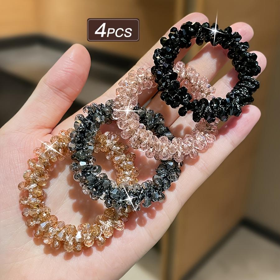 Exquisite and Fashionable Multi-color Rhinestone Hair Ties, Featuring an Elastic Vintage Elegant Design. Highly Elastic and Gentle on Hair
