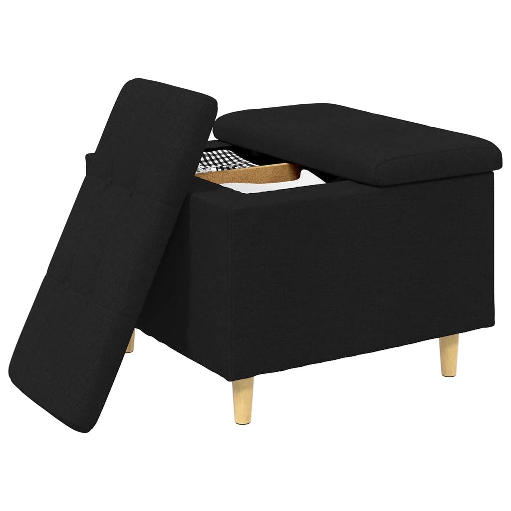 Storage Ottoman with Cushion Black 60 x 60 x 45 cm Fabric