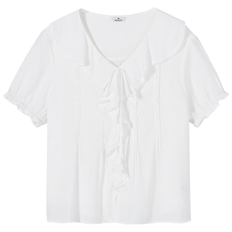 Hotwind Women s Ruffled Short Sleeve Shirt M