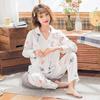 Spring and Autumn New High-end Imitation Cotton Pajamas Women's Summer Long-sleeved Trousers Set Women's Loose Large-size Loungewear